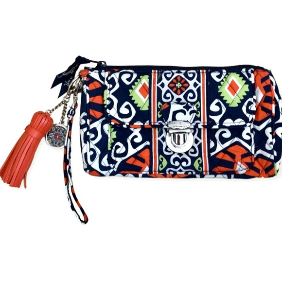 Vera Bradley Pushlock Wristlet Wallet Extra Keychains Retired Sun Valley - Picture 3 of 11